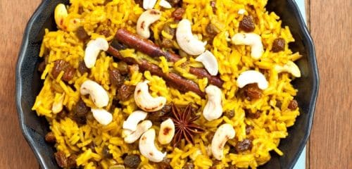ryż curry z rodzynkami